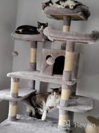 img 1 attached to Bewishome Light Grey Cat Tree Condo With Multiple Perches, Houses, Hammock, And Sisal Scratching Posts - Large Kitty Tower Furniture And Activity Center For Kitten Play And Lounging (Model MMJ03G) review by Justin Wallace