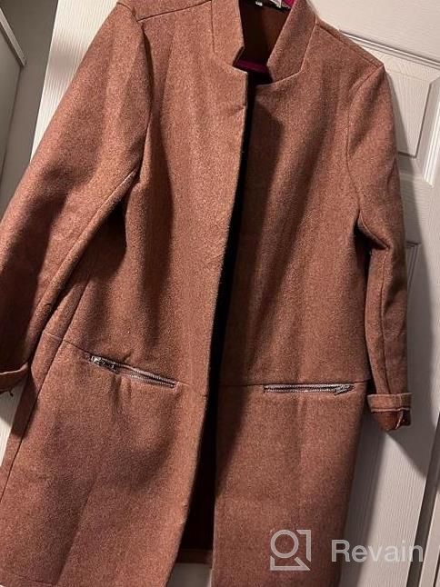 img 1 attached to Stay Warm In Style: Angashion Women'S Stand Collar Cardigan Coat With Zipper Pockets review by Tamanika Evans