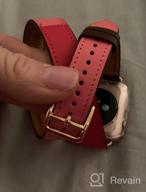 img 1 attached to WFEAGL Compatible Watch Band 40Mm 38Mm, Top Grain Leather Double Tour Band With Gold Adapter (The Same As Series 4 With Gold Stainless Steel Case In Color) For Watch Series 4/3/2/1 (Black Band) review by Dennis Long