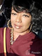 img 1 attached to Kinky Curly Wig For Black Women - Heat Resistant Synthetic Hair With Bangs & Accessories | ELIM Z014 review by Brent Webb