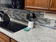 img 1 attached to Marble Look Self-Adhesive Kitchen Backsplash Decorative Tiles (10 Tiles) - LONGKING review by David Skyline