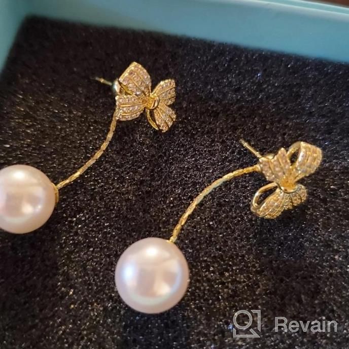 img 1 attached to Stylish And Hypoallergenic Long Pearl Earrings In 14K Gold Plating For Women And Girls review by Erica Johnson