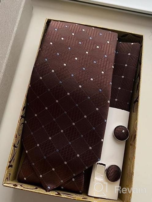 img 1 attached to Men'S Plaid Silk Tie, Pocket Square, Cufflinks & Tie Clip Set - DiBanGu Wedding Business review by Jason Paredes