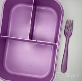img 7 attached to Leakproof Bento Box For Adults And Kids With 3 Compartments, Microwave-Safe Lunch Containers, Purple Color, Includes Flatware - Jeopace