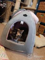 img 1 attached to Cozy And Warm Self-Warming Pet Bed: Hollypet Triangle Cat House Hut With Washable Cushion For Indoor/Outdoor Use In Blue Knot Design - Perfect For Kittens And Small Dogs! review by Tim Rios