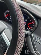 img 1 attached to Jumbo Crystal Rhinestone Steering Wheel Cover With Non-Slip Diamond Leather - Comfy And Sparkly - Universal 15 Inch - Red Color review by Mark Cai