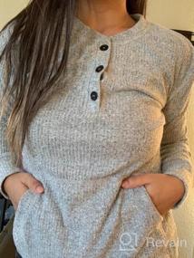 img 5 attached to Women'S Ribbed Henley Shirts W/ Pockets & Button Up - Dellytop