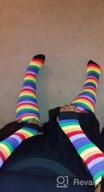 img 1 attached to Womens Rainbow Socks Striped Knee High Socks Arm Warmer Fingerless Gloves Set review by John Camelio
