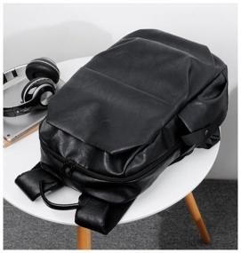 img 3 attached to Business backpack Vintage Bags with Usb (Black) leather men's women's travel backpack for a laptop sports urban made of eco-leather