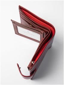 img 4 attached to Purse Small Women Genuine Leather Red / Leather Card Wallet, Money on Button