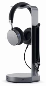 img 1 attached to Satechi Aluminum USB Headphone Stand Hub space gray