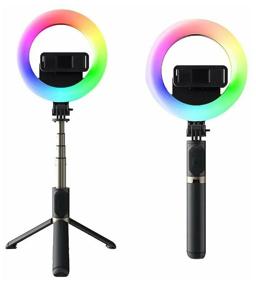 img 4 attached to Tripod Selfie Stick Ring Lamp LED RGB 16cm MJ07 with Adjustable Tripod 85cm, Selfie Stick Tripod, with Bluetooth Remote