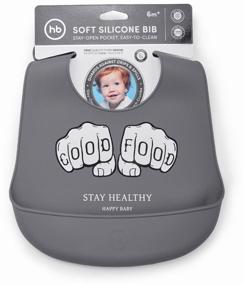 img 3 attached to Happy Baby Нагрудник Expert Silicone baby bib, dark grey