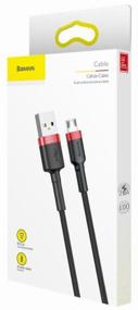 img 3 attached to Базеус автомобильное зарядное устройство - кабель USB-Micro 2.4A быстрая зарядка, длина 1 метр в красно-черном цвете.