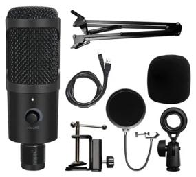img 2 attached to HSD-21 USB Condenser Microphone Recording Mic with Stand and Ring Light for PC, Karaoke, Broadcast, Youtube