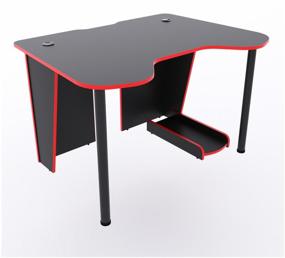 img 4 attached to Gaming computer table "Stark" with PC stand, 120x90x75 cm, black with red edge