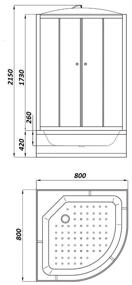 img 2 attached to Shower cabin, Parly EF821, frosted glass, high tray, 80x80 cm, white