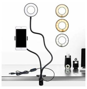 img 3 attached to Tripod - Selfie lamp ring 8.5cm Professional Live Stream with clamp mount for any surface, black