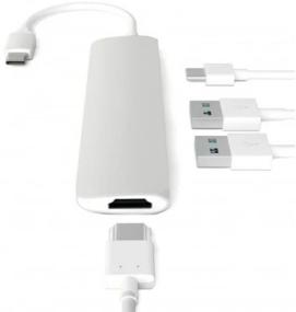img 2 attached to Satechi Slim Aluminum Type-C Multi-Port Adapter 4K USB Hub, 4 Connectors, Silver