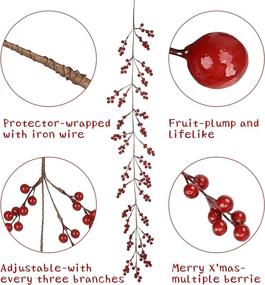img 2 attached to Бордовая красная ягодная гирлянда для декора зимних праздников - для внутреннего и наружного использования