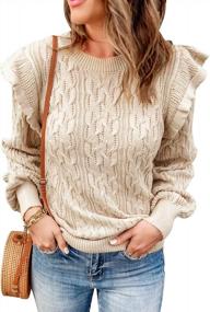 img 4 attached to Chunky Textured Ruffled Sweater: EVALESS Women'S Crewneck Pullover