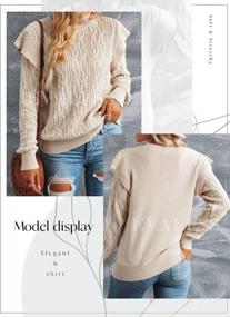 img 2 attached to Chunky Textured Ruffled Sweater: EVALESS Women'S Crewneck Pullover