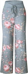 img 2 attached to IChunhua Women'S Comfy Stretch Floral Print Drawstring Palazzo Wide Leg Lounge Pant