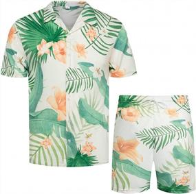 img 4 attached to Floral Printed Men'S Hawaiian Shirt And Tracksuit Set For Beach Vacations