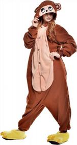 img 4 attached to NEWCOSPLAY Unisex Adult Monkey Onesie Animal Pajamas Plush One Piece Cosplay Costume