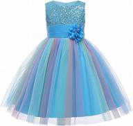 rainbow mesh tulle princess flower girls sequin party dress with lace ball gown for prom logo