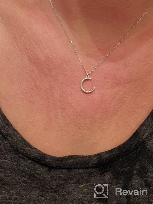 img 1 attached to Delicate Sterling Silver Moon Necklace: Minimalist Women's Jewelry Gift with Adjustable Chain review by Laura Arnett