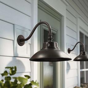 img 3 attached to Enhance Your Outdoor Space With 14In. LED Gooseneck Barn Light Fixture - 2 Pack Sensor Barn Lights With Photocell, ETL Listed & 4200Lm 6000K