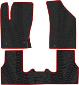 img 4 attached to San Auto Custom Fit Black Red Rubber Auto Floor 🚗 Mat Set for Jeep Compass 2017-2022: All-Weather Protection, Heavy Duty, Odorless