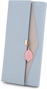 img 4 attached to Leaf Pendant RFID Women'S Wallet - Vegan Leather Phone Holder, Checkbook Organizer With Zippered Coin Purse And Card Slots