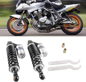 img 3 attached to 🛵 GZYF Pair 400mm Universal Fit Motorcycle Air Shock Absorbers for Honda Suzuki Yamaha Kawasaki ATV Go Kart Quad Dirt Sport Bikes - Black & Silver