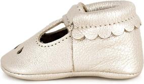 img 1 attached to 👧 Premium Platinum Leather Moccasins for Girls' Shoes: Freshly Picked Flats