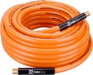 wynnsky 3/8 inch x 50ft pvc air compressor hose with double 1/4 mnpt brass ends and bend restrictors logo