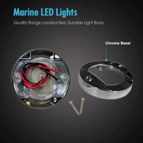 img 3 attached to Pack Of 2 TCTAuto Marine Boat LED Blue Lights - Waterproof 3 Inch 12V Round Chrome Clear Lens For Interior, Transom, Cabin, Courtesy, And Navigation