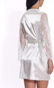 img 2 attached to Women'S Lace Sleeved Satin Bridesmaid Robe For Wedding Party - WADAYUYU
