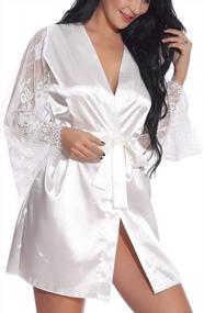 img 4 attached to Women'S Lace Sleeved Satin Bridesmaid Robe For Wedding Party - WADAYUYU