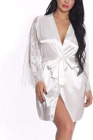 img 3 attached to Women'S Lace Sleeved Satin Bridesmaid Robe For Wedding Party - WADAYUYU