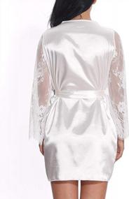 img 1 attached to Women'S Lace Sleeved Satin Bridesmaid Robe For Wedding Party - WADAYUYU