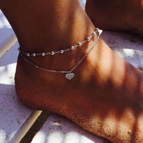 img 3 attached to Silver Layered Ankle Chain Foot Jewelry - Edary Beach Vintage Anklets For Women & Girls