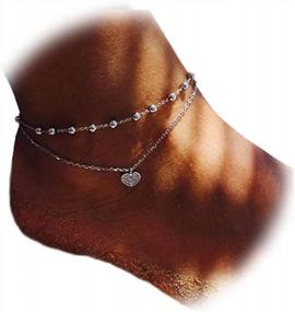 img 4 attached to Silver Layered Ankle Chain Foot Jewelry - Edary Beach Vintage Anklets For Women & Girls