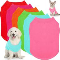 🐶 pack of 6 plain pet shirts - soft dog t-shirts for small dogs - cotton puppy clothes - cute dog pullovers - thin dog clothing assortment - light green, sky blue, pink, orange, red, rose red - size s логотип