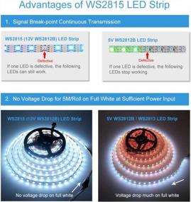 img 2 attached to ALITOVE WS2815 LED Strip Light 12V WS2813 WS2812B Individually Addressable RGB LED Pixel Strip 16.4Ft 300 LEDs Programmable Digital LED Light Non-Waterproof White PCB For Decor Lighting Project