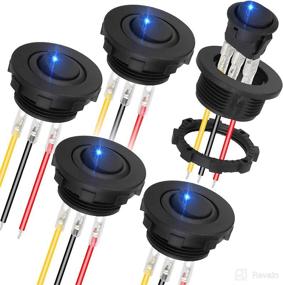 img 4 attached to Upgraded Round Rocker Toggle Switch - 5 Pack, 12V, 3 Pin SPST, Prewired ON Off Switch with Shell and Blue LED Light for Car, Truck, Boat, Marine, Off-Road Vehicle - Linkstyle