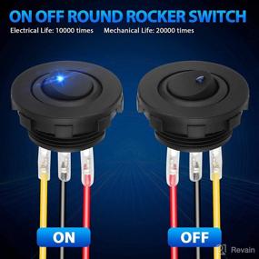 img 1 attached to Upgraded Round Rocker Toggle Switch - 5 Pack, 12V, 3 Pin SPST, Prewired ON Off Switch with Shell and Blue LED Light for Car, Truck, Boat, Marine, Off-Road Vehicle - Linkstyle