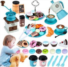 img 4 attached to 37-Piece Pretend Tea Party And Coffee Maker Set For Boys And Girls 3+, Including Play Dessert Set - INNOCHEER Toys Tea Set For Princess-Inspired Fun