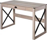 rustic writing desk with x-frame and storage drawer for farmhouse workstation - homcom home office computer desk логотип